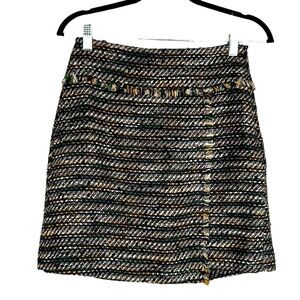 LOFT Black Multi Colored Woven Tweed Mini Business Skirt Size 2P New with tags!